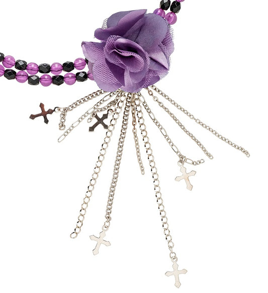 HALSKETTE MIT VIOLETTER GOTISCHER BLUME Violett / Lila