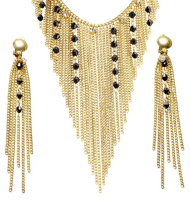 Schmuck-Set mit Kette und Ohrringen im Nofretete-Design für Fasnacht