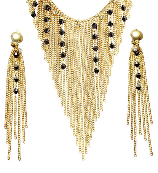 Schmuck-Set mit Kette und Ohrringen im Nofretete-Design für Fasnacht