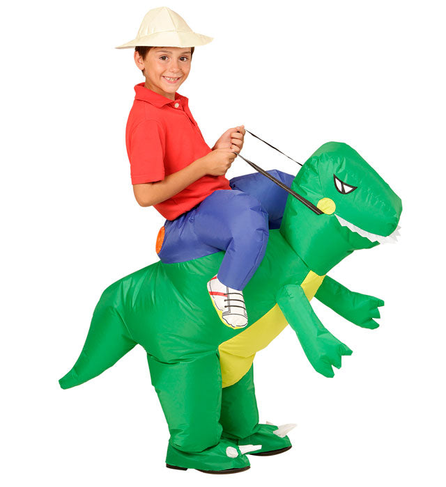 Aufblasbares Dinosaurier-Kostüm mit integriertem Gebläse und Hut