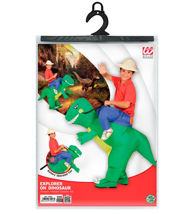 Aufblasbares Dinosaurier-Kostüm mit integriertem Gebläse und Hut