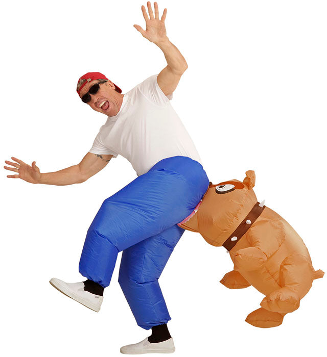 Aufblasbares Hundekostüm mit integriertem Gebläse für Fasnacht und Karneval