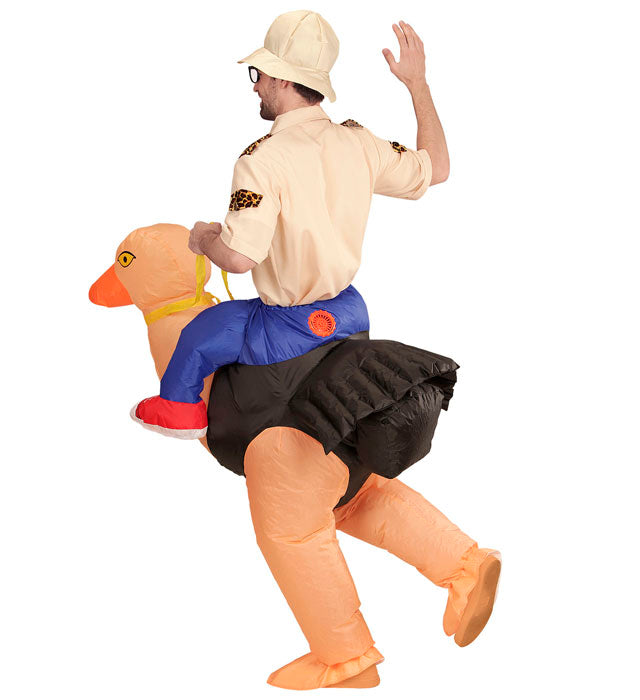 Aufblasbares Entdecker-Kostüm mit Hut und Gebläse für Fasnacht und Mottoparty