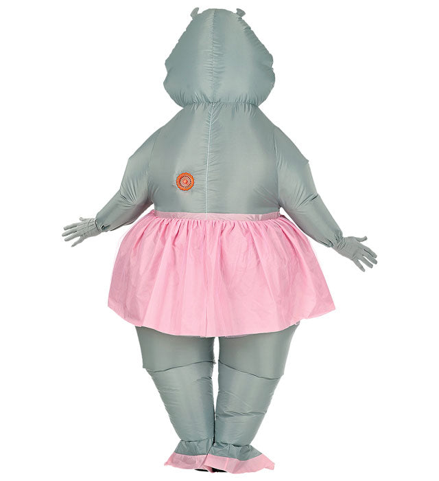 Aufblasbares Hippo Ballerina Kostüm mit Maske und Gebläse für Fasnacht