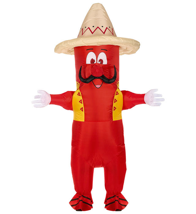 Aufblasbares Mexikanisches Chili Kostüm mit Sombrero und Gebläse für Fasnacht und Karneval