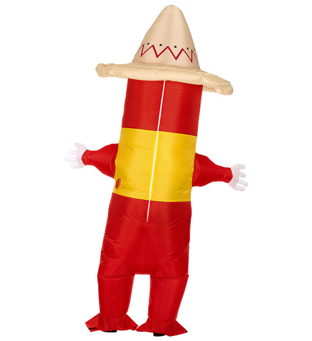 Aufblasbares Mexikanisches Chili Kostüm mit Sombrero und Gebläse für Fasnacht und Karneval