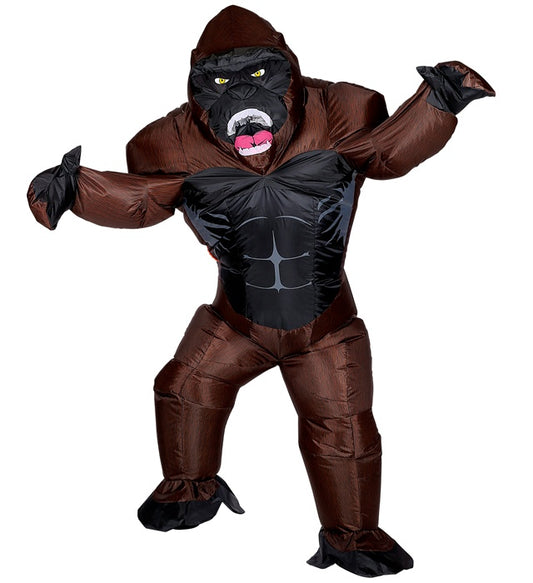 Aufblasbares Gorilla-Kostüm mit Maske und eingebautem Gebläse