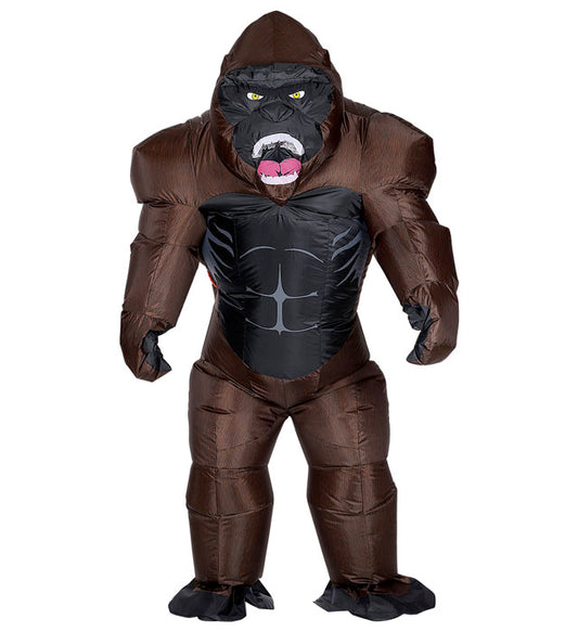Aufblasbares Gorilla-Kostüm mit Maske und eingebautem Gebläse