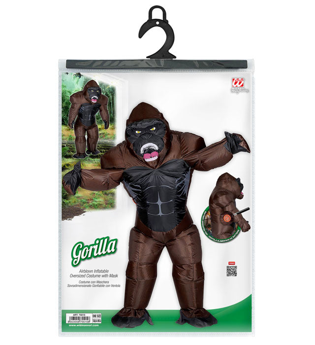 Aufblasbares Gorilla-Kostüm mit Maske und Gebläse