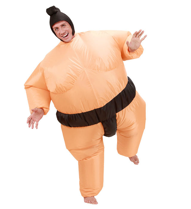 Aufblasbares Sumo-Ringer Kostüm mit Gebläse und Kopfbedeckung für Fasnacht