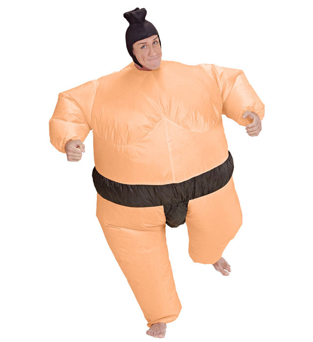 Aufblasbares Sumo-Ringer Kostüm mit Gebläse und Kopfbedeckung für Fasnacht