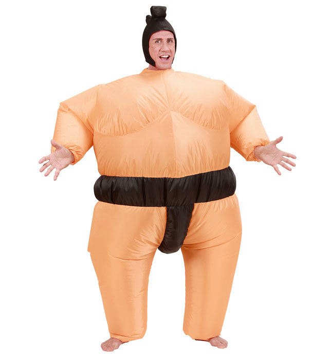 Aufblasbares Sumo-Ringer Kostüm mit Gebläse und Kopfbedeckung für Fasnacht