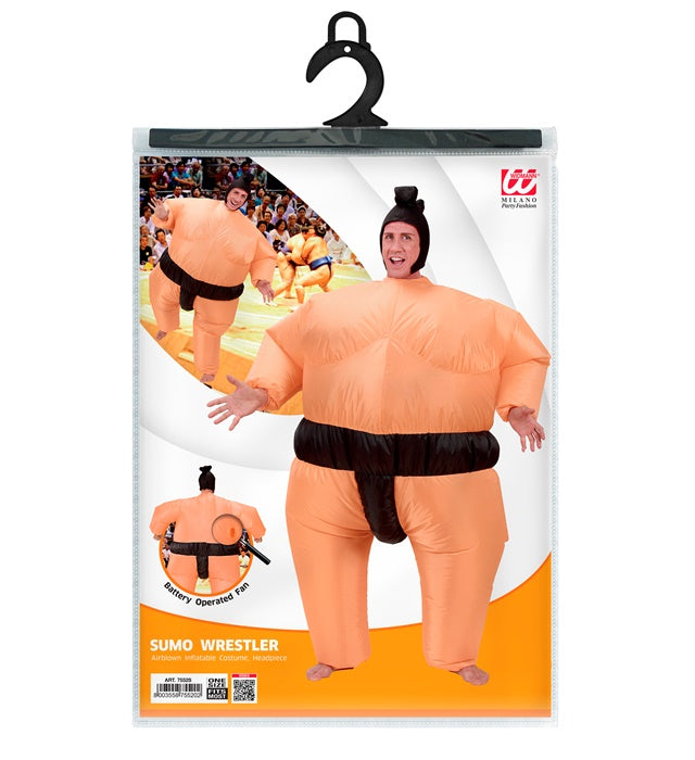 Aufblasbares Sumo-Ringer Kostüm mit Gebläse und Kopfbedeckung für Fasnacht