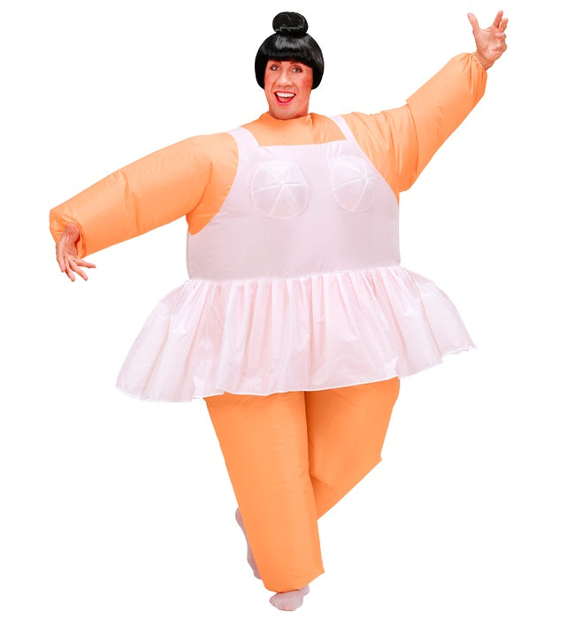Aufblasbares Balletttänzerin Kostüm mit Gebläse und Batterie für Fasnacht