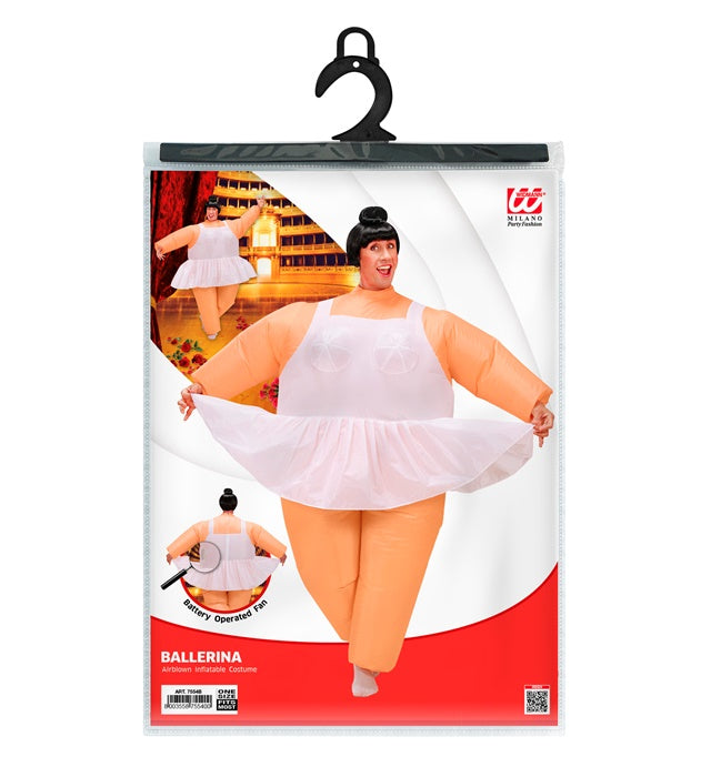 Aufblasbares Balletttänzerin Kostüm mit Gebläse und Batterie für Fasnacht