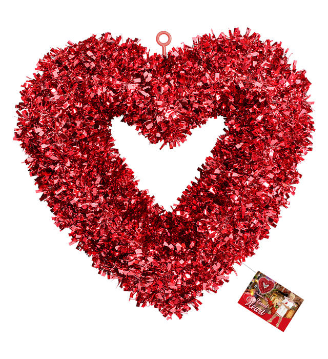 Glänzendes Lamettaherz in rot, 46x44 cm, Dekoration für Valentinstag