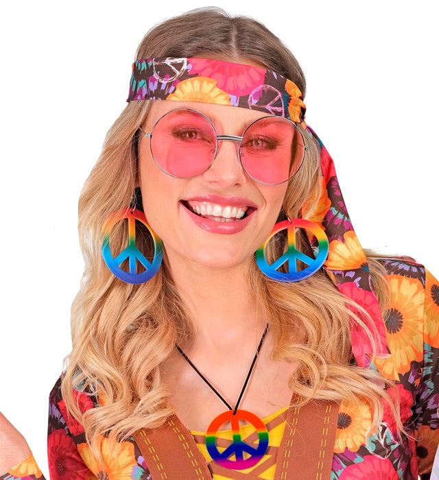 Bunte Regenbogen Hippiekette mit farbenfrohen Perlen als Fasnachts-Accessoire