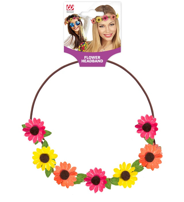 Haarband mit bunten Blumen in verschiedenen Farben für Fasnacht und Karneval