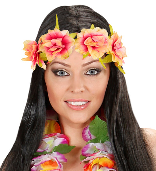 Haarband mit rosa Blumen als Fasnachts-Accessoire