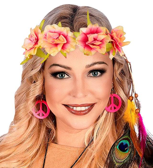 Haarband mit rosa Blumen als Fasnachts-Accessoire
