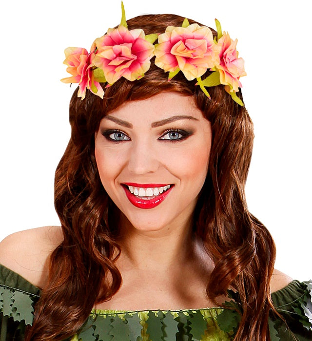 Haarband mit rosa Blumen als Fasnachts-Accessoire
