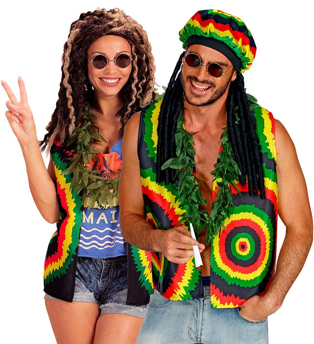 RASTAFARIAN Weste in Rot, Gelb und Grün als Kostümzubehör für Fasnacht