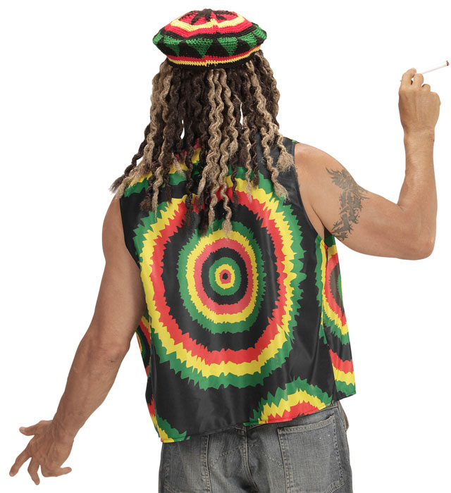RASTAFARIAN Weste in Rot, Gelb und Grün als Kostümzubehör für Fasnacht