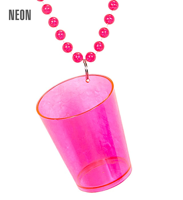 Neon pinke Schnapsglaskette als Fasnacht Accessoire