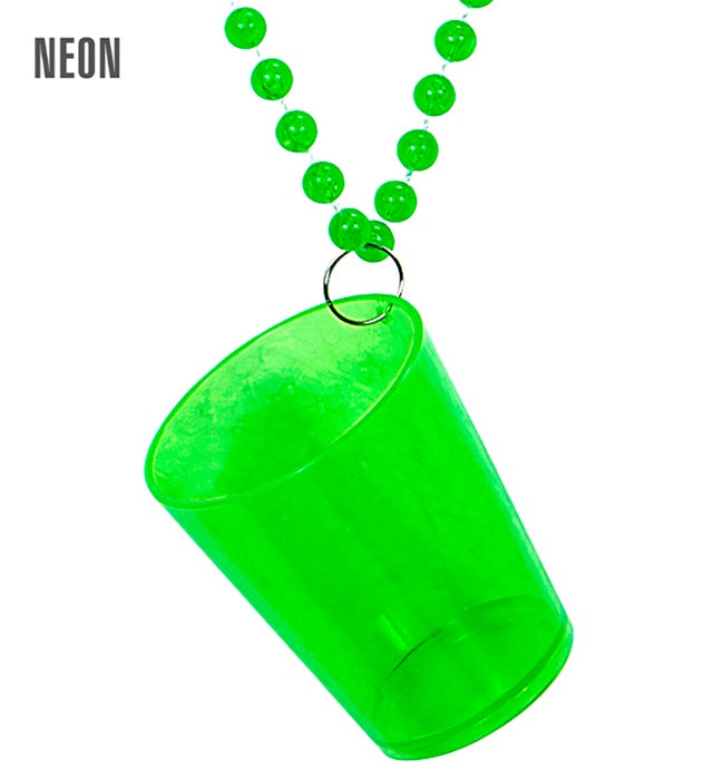 Neon grüne Schnapsglaskette als Fasnacht Accessoire