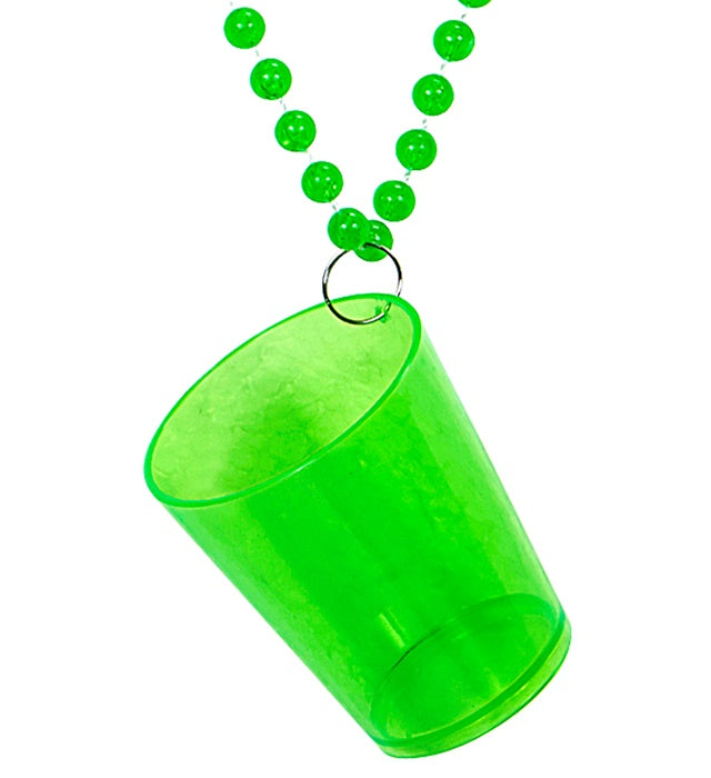 Neon grüne Schnapsglaskette als Fasnacht Accessoire