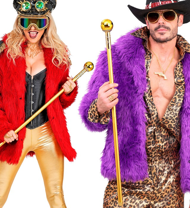 Zerlegbarer goldener Stab 87 cm als Fasnacht- und Karneval-Accessoire