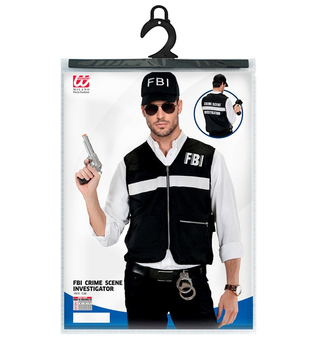 FBI Tatortinvestigator Weste und Kappe Kostümset schwarz für Fasnacht