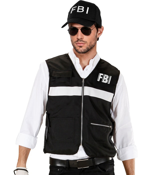 FBI Tatortinvestigator Weste und Kappe Kostümset schwarz für Fasnacht