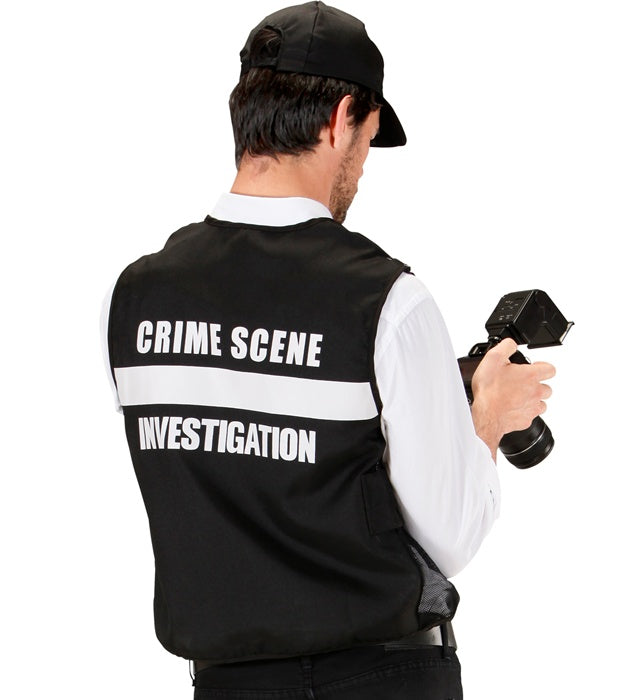 FBI Tatortinvestigator Weste und Kappe Kostümset schwarz für Fasnacht
