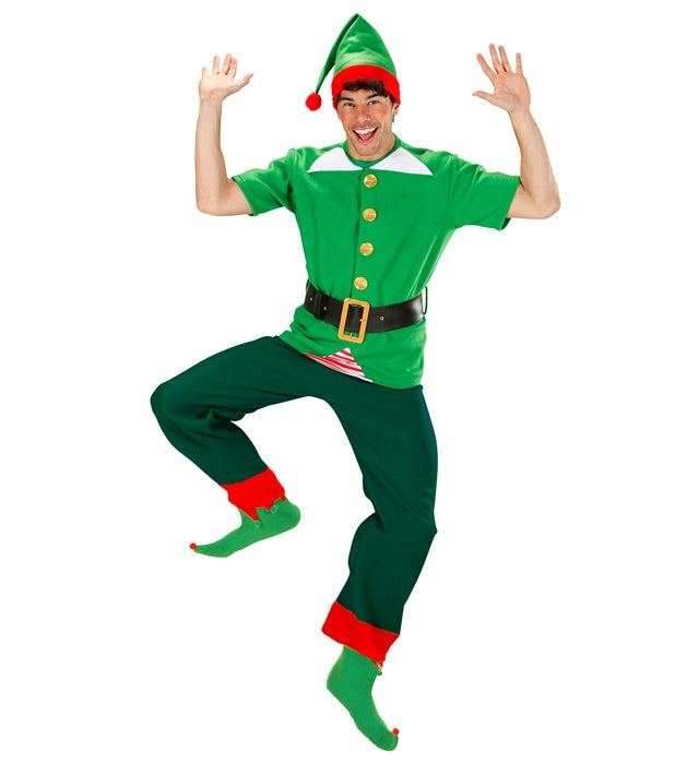 Elf Weihnachtsmann Helfer Kostüm bestehend aus Hemd, Gürtel und Hut