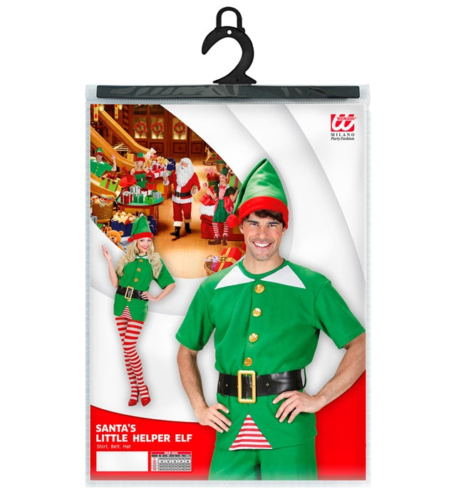 Elf Weihnachtsmann Helfer Kostüm bestehend aus Hemd, Gürtel und Hut