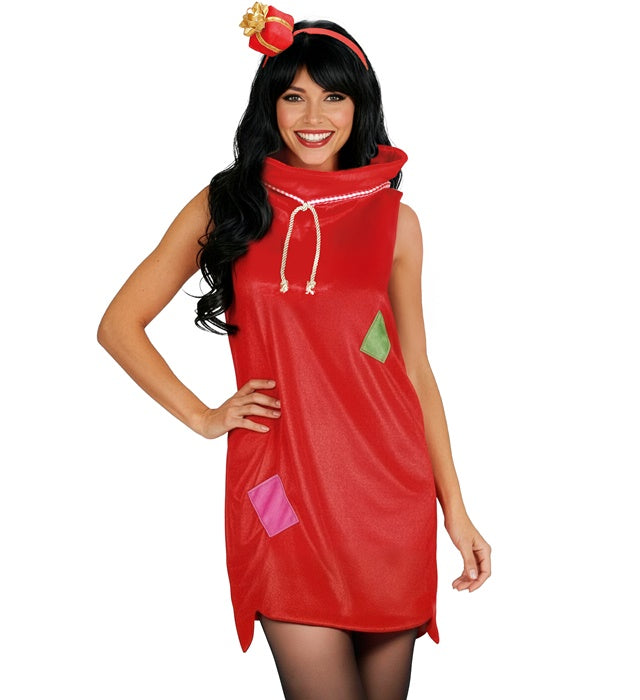 Christmas Sack Kostüm bestehend aus rotem Kleid und passender Kopfbedeckung für Weihnachten