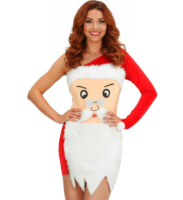 Rotes Santa Claus Kleid mit weißen Details für Fasnacht und Weihnachtsfeiern