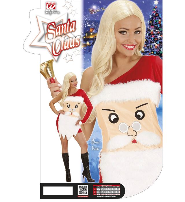 Rotes Santa Claus Kleid mit weißen Details für Fasnacht und Weihnachtsfeiern