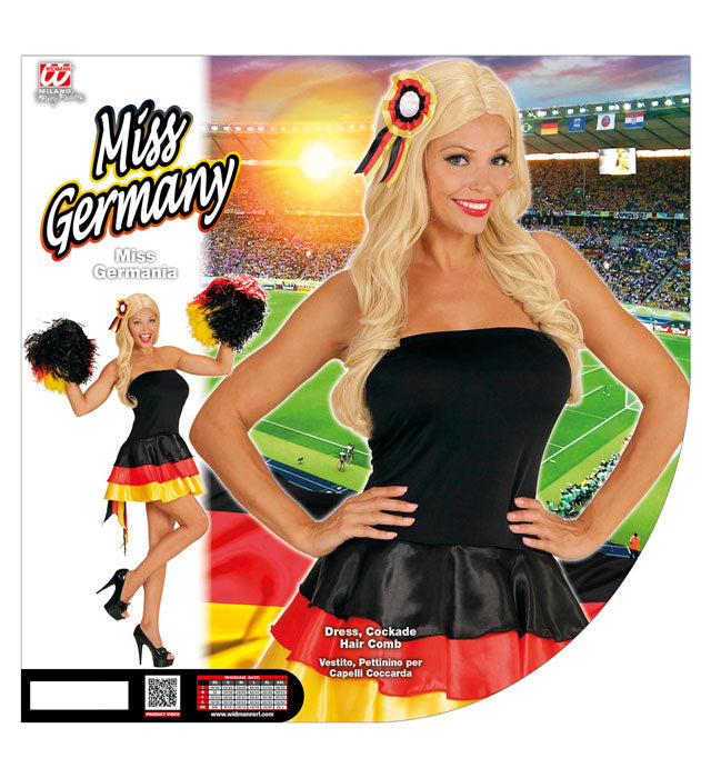 Miss Deutschland Kostüm bestehend aus Kleid und Kokarde-Haarschmuck