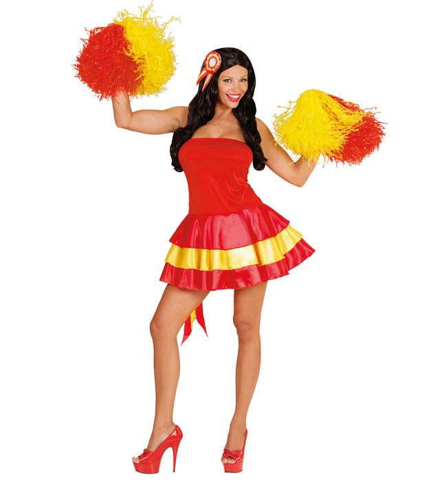 Miss Spanien Kostüm mit rotem Kleid und Kokarde-Haarschmuck für Fasnacht