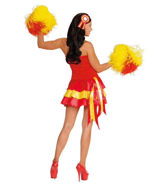 Miss Spanien Kostüm mit rotem Kleid und Kokarde-Haarschmuck für Fasnacht
