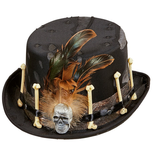 Voodoo Zylinder 12 cm als Kostümaccessoire für Fasnacht und Halloween