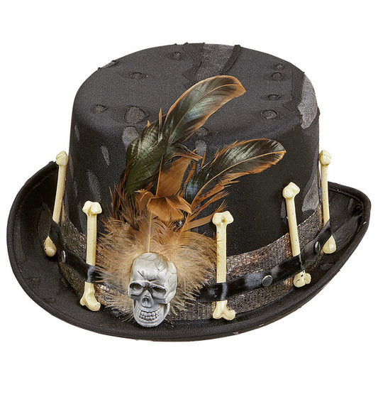 Voodoo Zylinder 12 cm als Kostümaccessoire für Fasnacht und Halloween