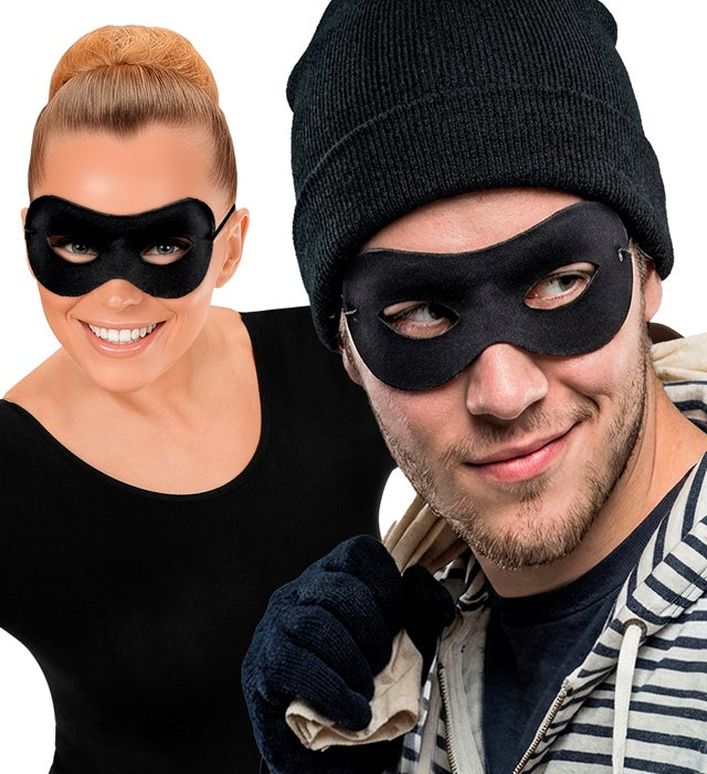 Schwarze Augenmaske im Dieb-Stil für Fasnacht und Mottopartys