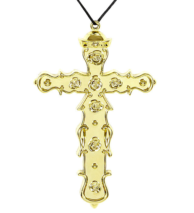 Kette mit goldenem Kreuz als Anhänger auf weissem Hintergrund