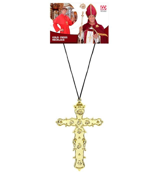 Kette mit goldenem Kreuz als Anhänger auf weissem Hintergrund