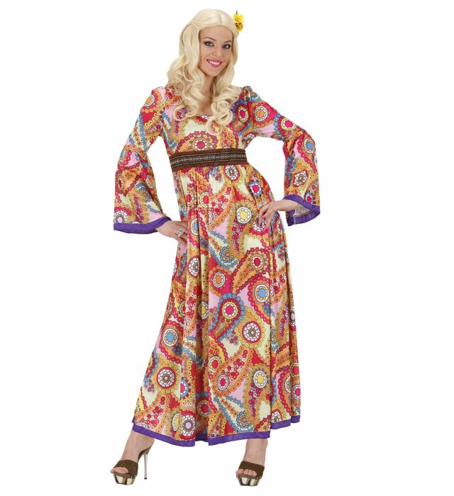 Hippie Woman Kleid buntes 70er Jahre Kostüm für Fasnacht und Karneval