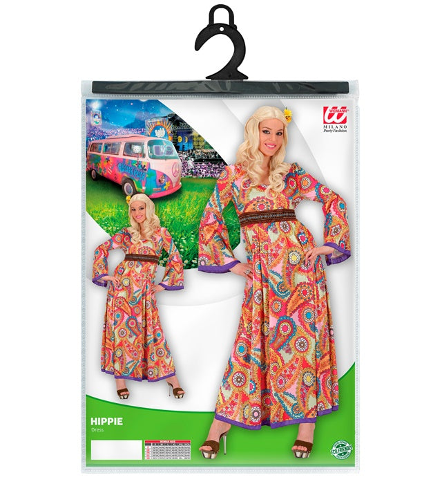 Hippie Woman Kleid buntes 70er Jahre Kostüm für Fasnacht und Karneval