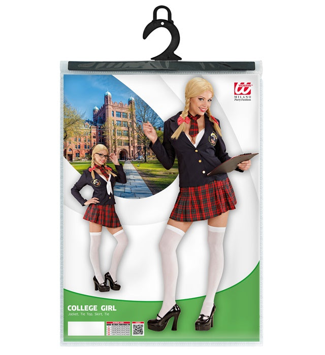 College Mädchen Kostüm mit Jacke, Schleifentop, Rock und kleiner Krawatte